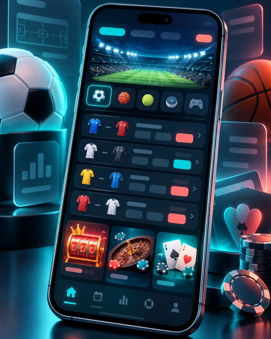 Celular com interface esportiva nas cores Obabet